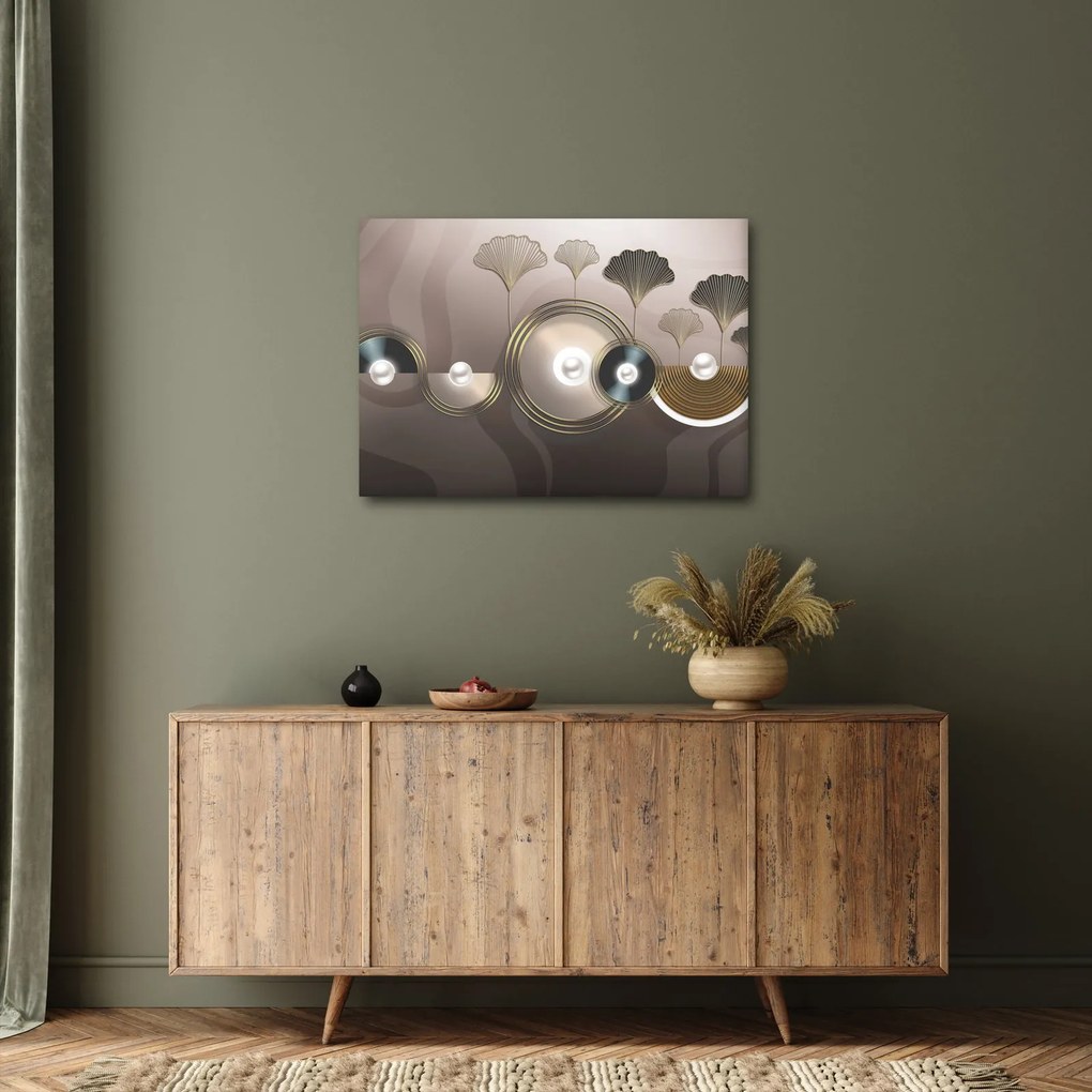 Tablou - Abstract maro-auriu (70x50 cm)