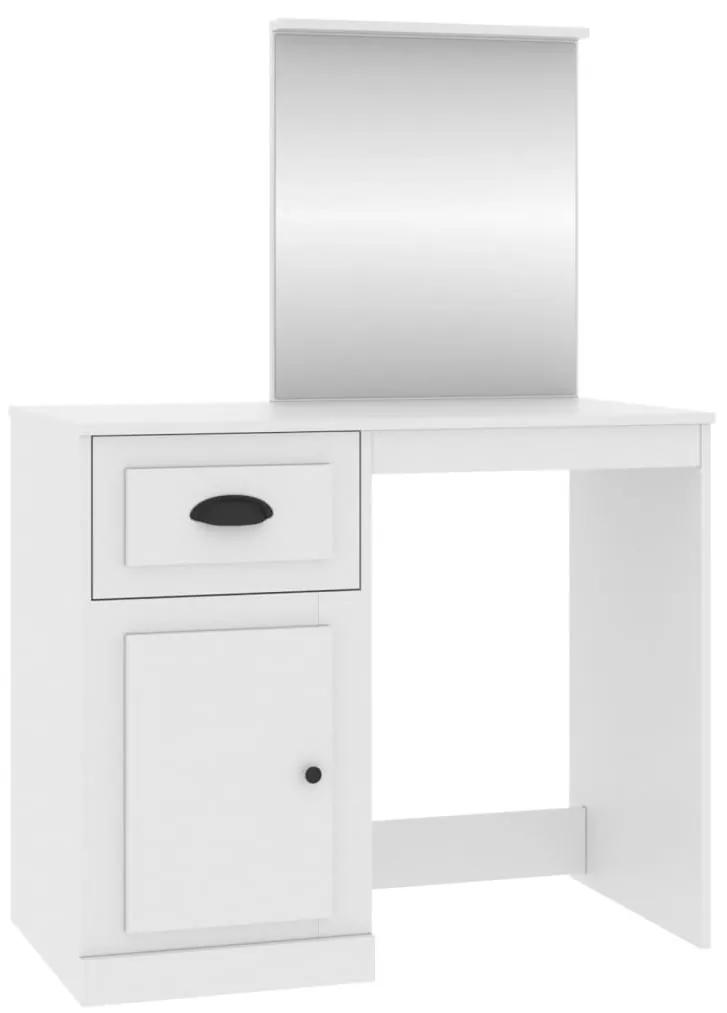 816760 vidaXL Masă de toaletă cu oglindă, alb, 90x50x132,5 cm, lemn prelucrat
