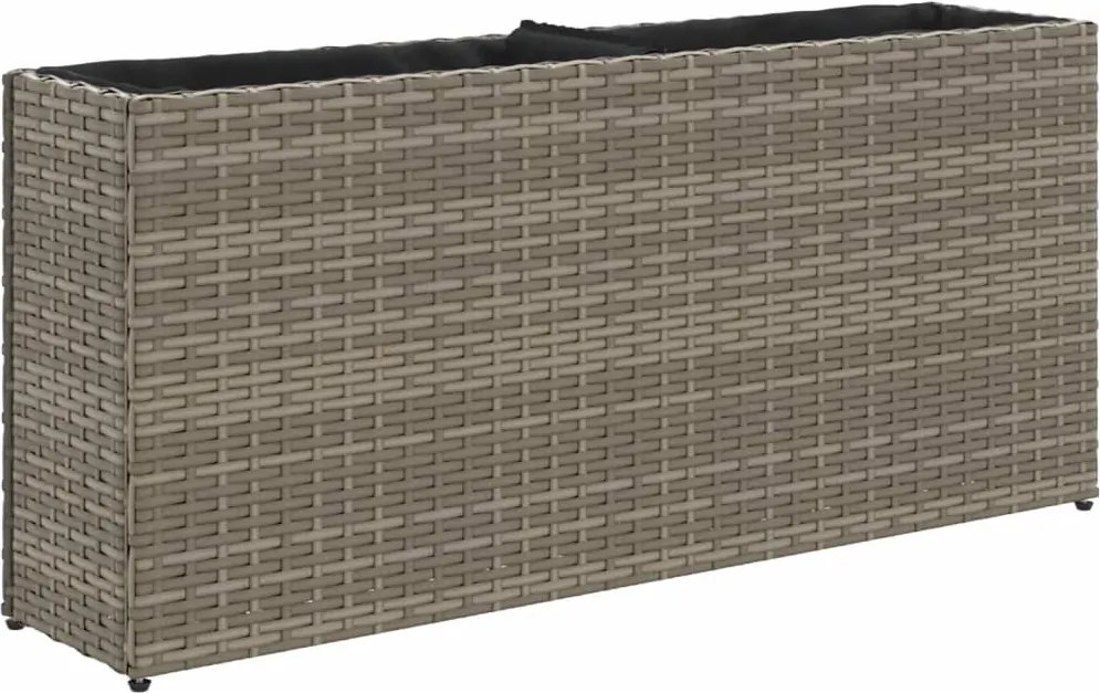 vidaXL Jardinieră de grădină cu 2 ghivece, gri, 90x20x40 cm poliratan