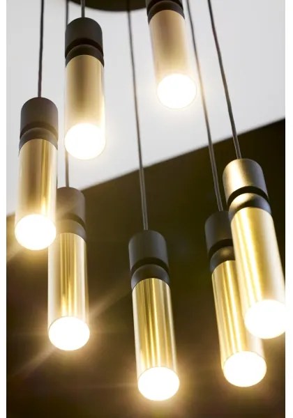 Lustră pe cablu Jupiter 2018 ALAS 7xGU10/10W/230V negru/auriu