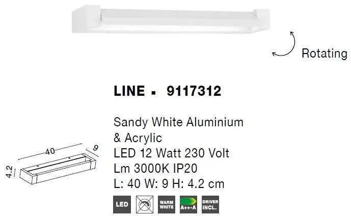 Aplica LED decorativa design liniar LINE 12W NVL-9117312