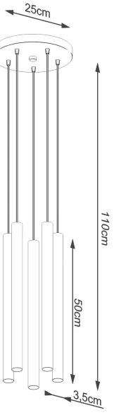 Lustră pe cablu Sollux SL.1275 PASTELO 5xG9/8W/230V beton
