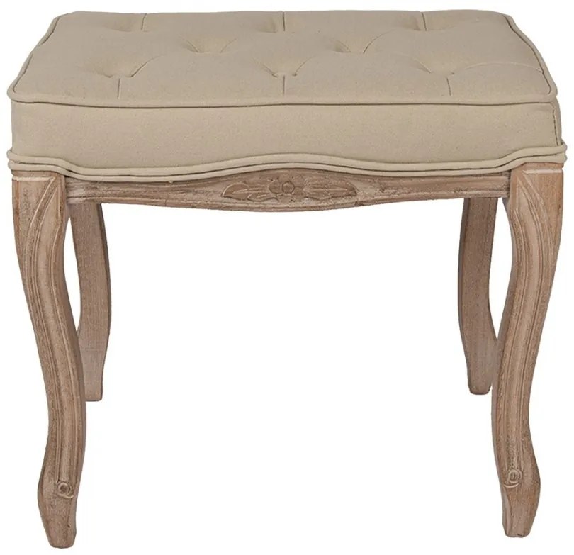 Taburet shabby chic, bej, stofa, 50x36x47 cm