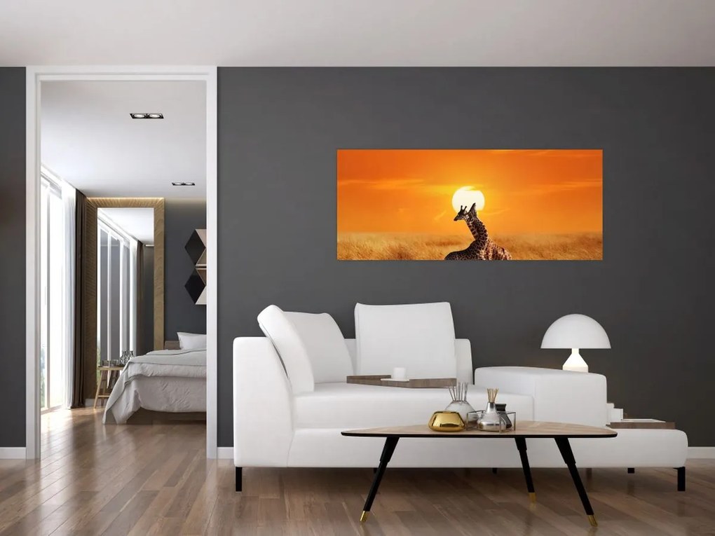 Tablou - Girafe în Parcul Național Serengeti (120x50 cm)