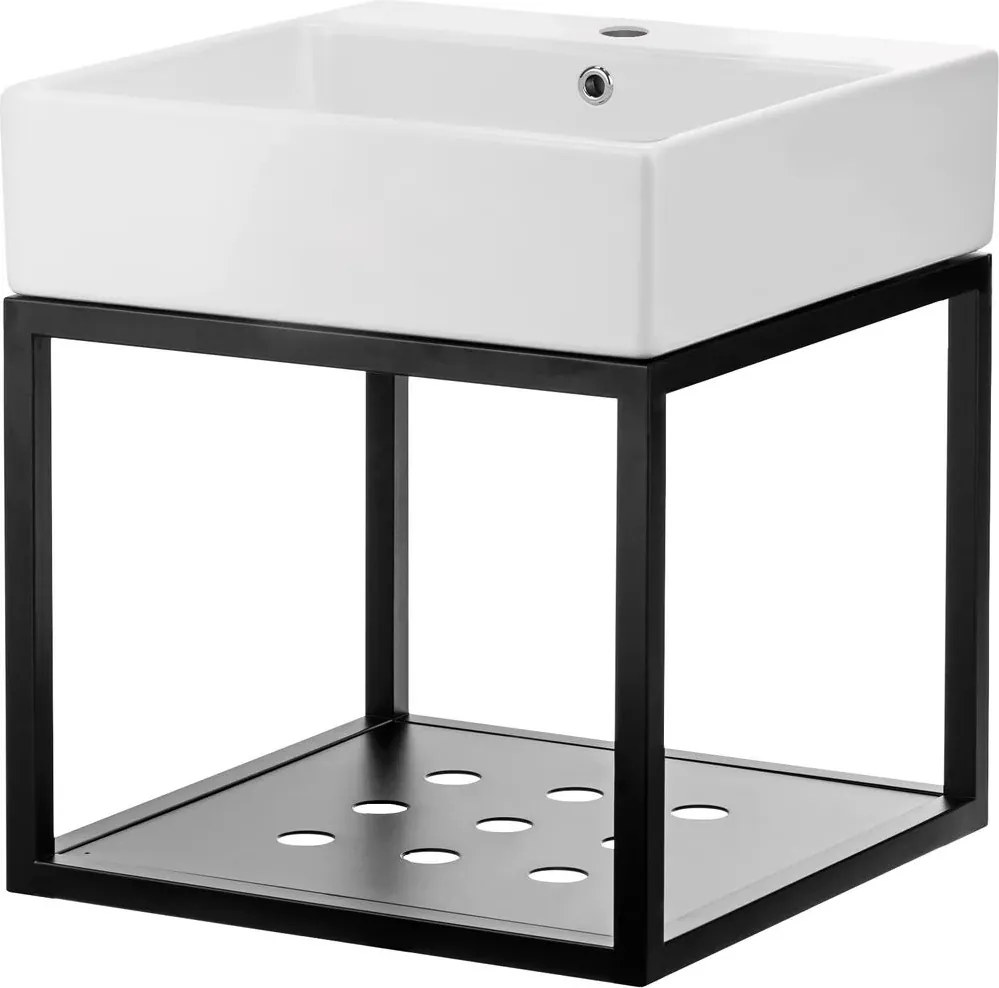Set dulap baza negru mat +lavoar alb Deante Temisto 50x50x41.5 cm