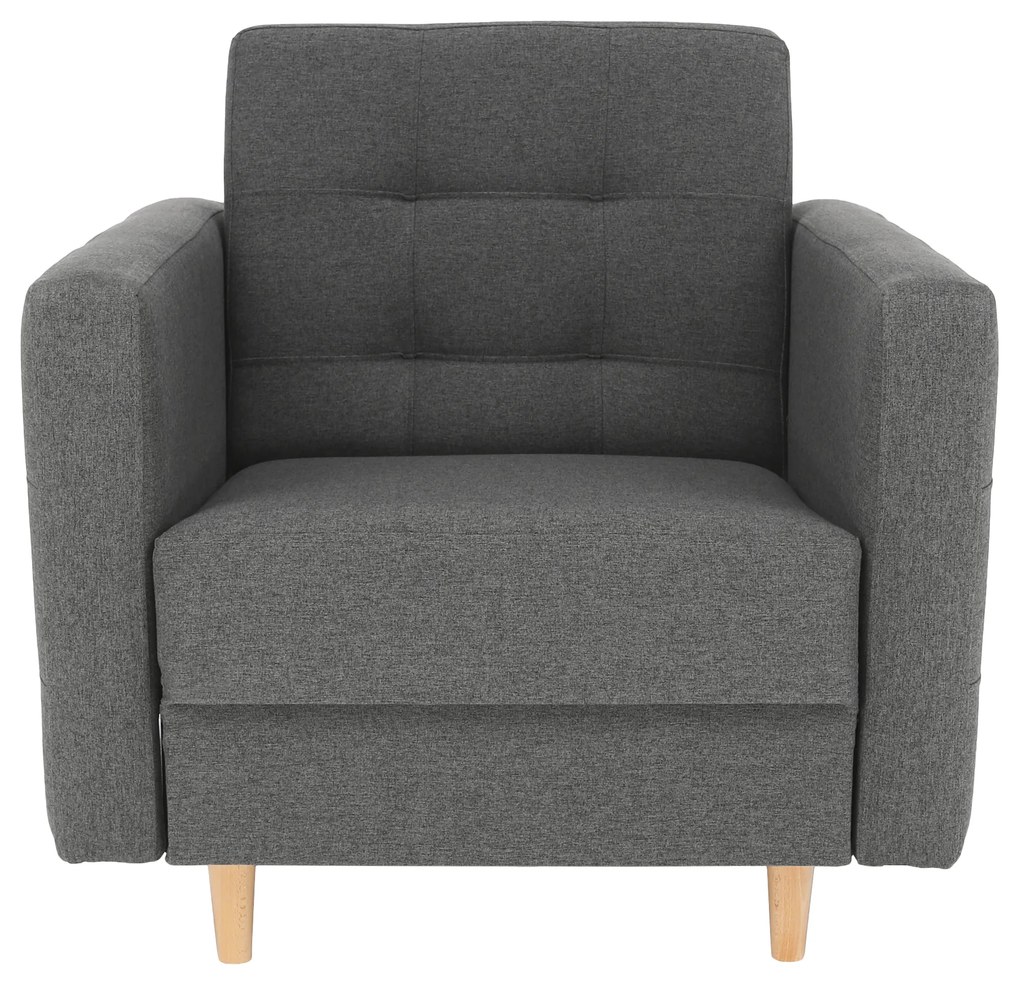 Fotoliu complet tapiţat, material textil gri închis, AMEDIA