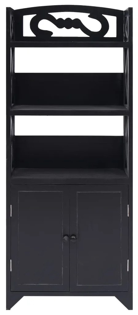 284112 vidaXL Dulap de baie, negru, 46 x 24 x 116 cm, lemn de paulownia