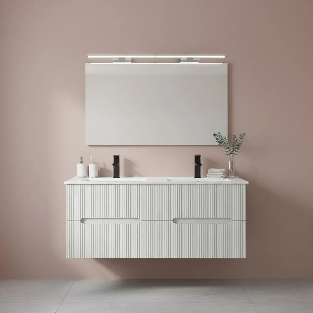 Trent Mobilier de baie 120 cm lavoar ceramic cu oglindă 60x120 cm alb