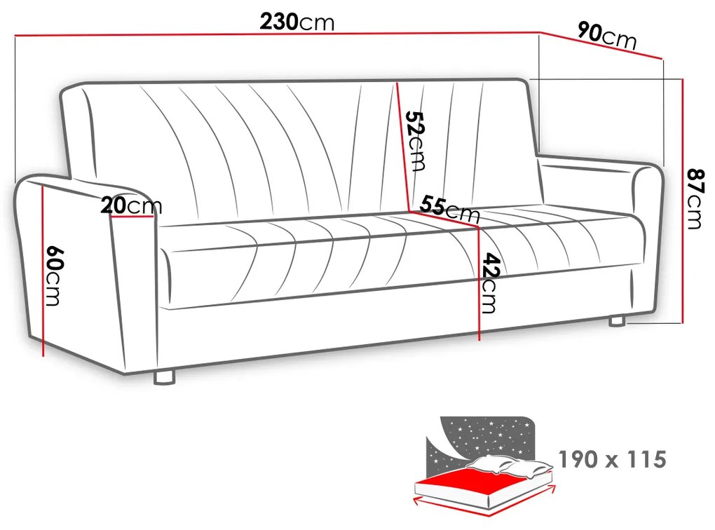 Canapea extensibilă Bamaku (gri) (cu sp. depozitare). Promo -17%. 1070282
