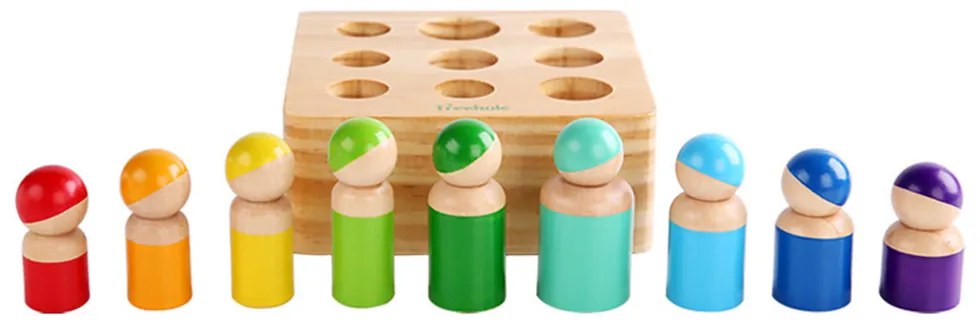 Jucărie din lemn Montessori pentru dezvoltarea abilităților, cu potrivirea formelor