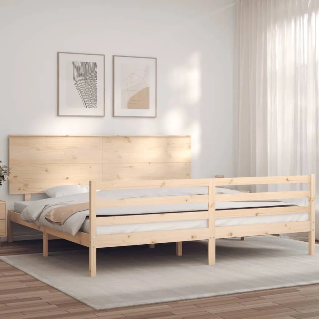 vidaXL Cadru pat cu tăblie 200x200 cm, lemn masiv de pin