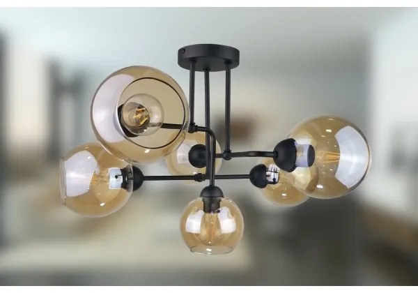 Lustră aplicată MONDE BLACK 6xE27/60W/230V