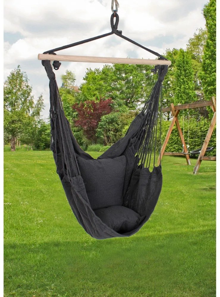 Fotoliu suspendat de grădină negru capitonat Tobago – Garden Pleasure