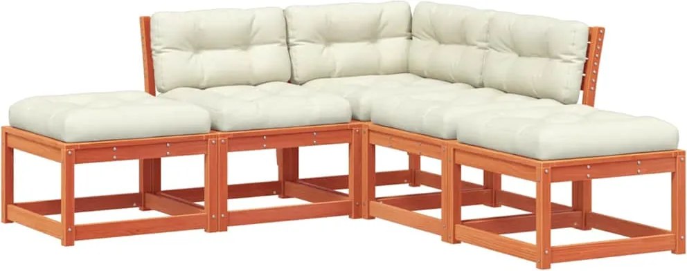 vidaXL Set mobilier de grădină cu perne, 5 piese, lemn masiv de pin