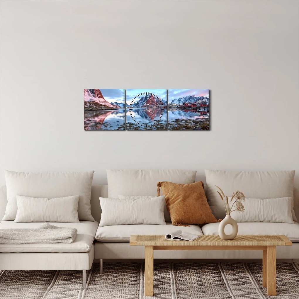 Tablou - Răsărit de soare deasupra Reine (cu ceas) (90x30 cm)