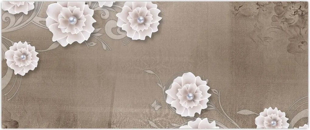 Tablou - Draperie cu flori (120x50 cm)