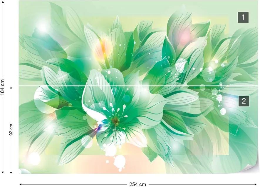 GLIX Fototapet - Flowers Modern Green Vliesová tapeta  - 254x184 cm