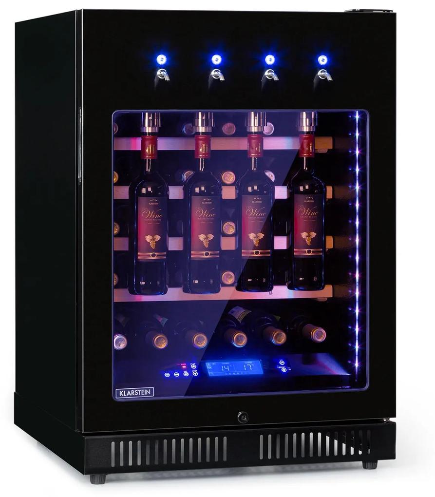 First Class 36, frigider pentru vin, 4 distribuitoare, 36 sticle, 5-22 ° C, negru