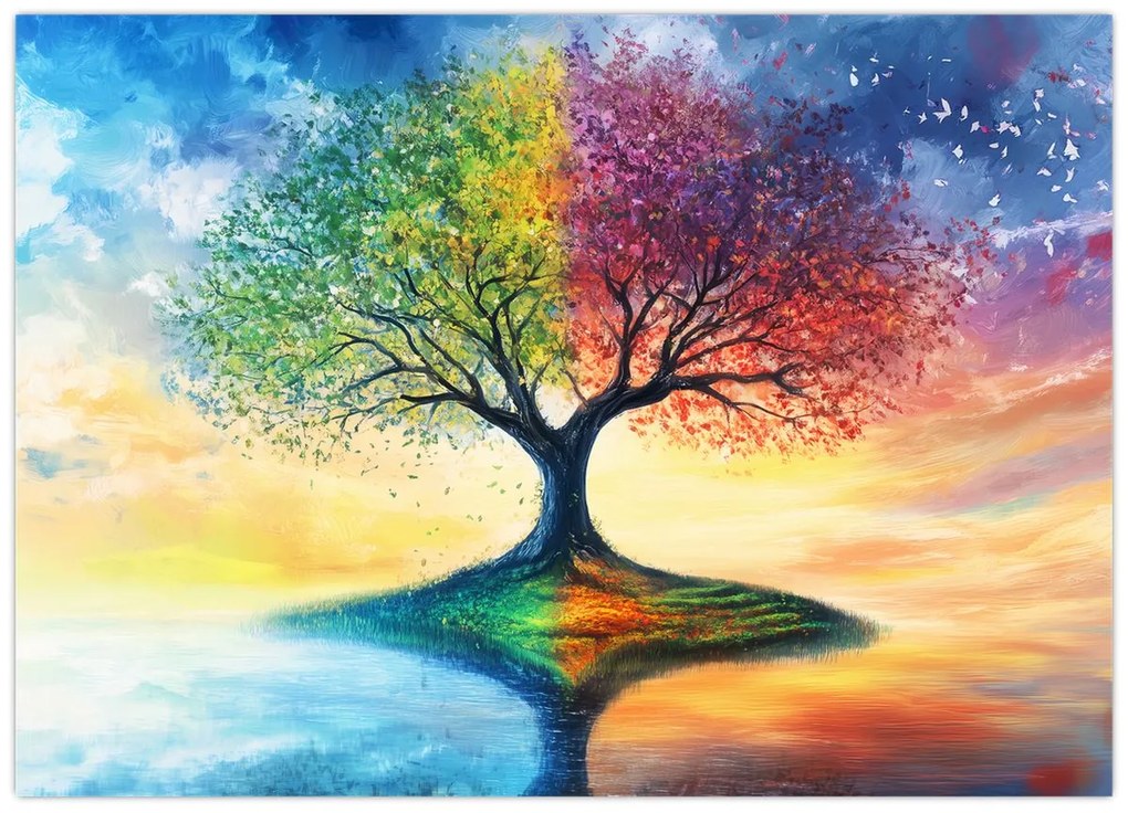 Tablou – Arbore pictat al anotimpurilor (70x50 cm)