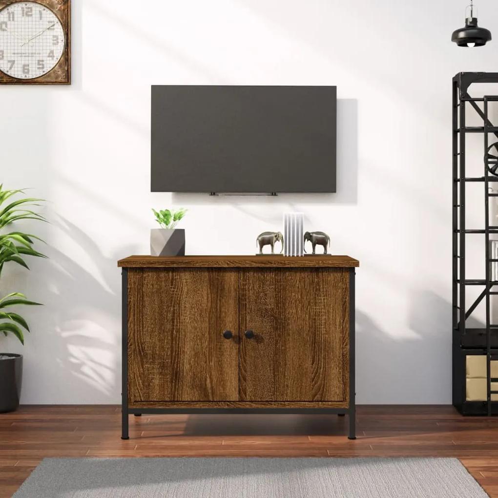 Comoda TV cu usi, stejar maro, 60x35x45 cm, lemn prelucrat