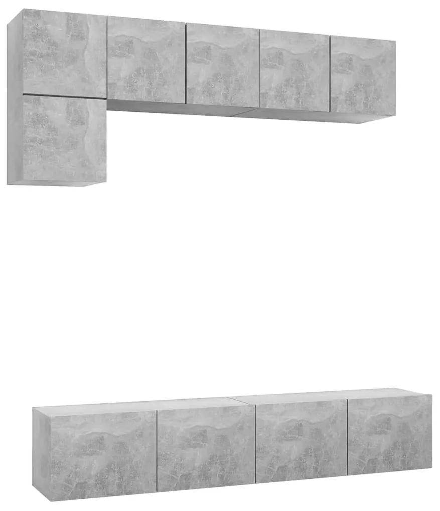3079113 vidaXL Set de dulapuri TV, 5 piese, gri beton, lemn prelucrat