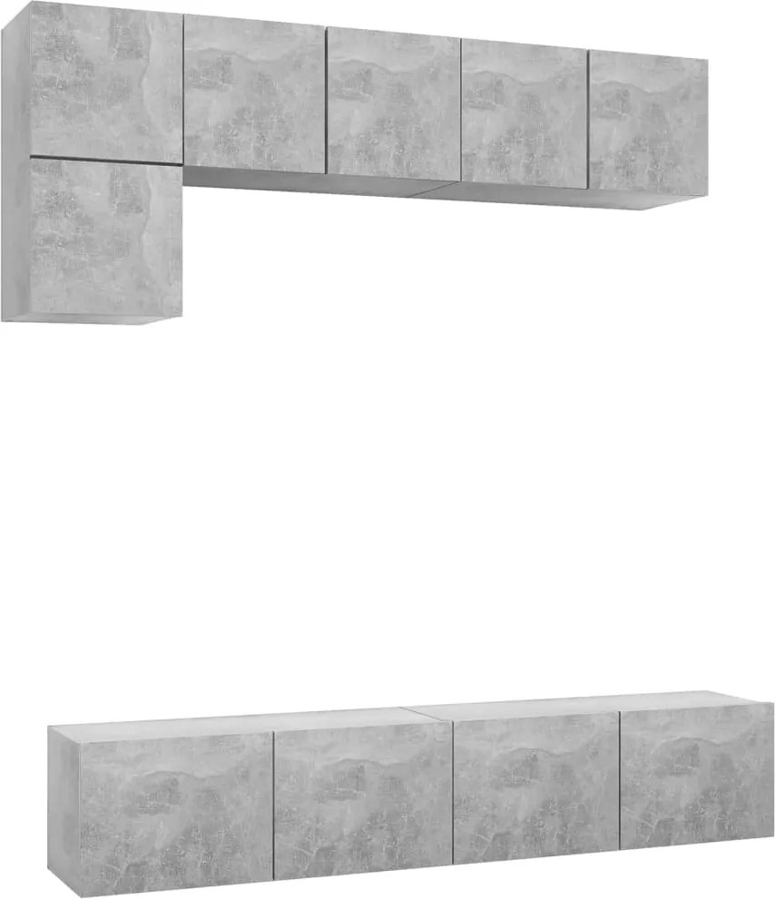 vidaXL Set de dulapuri TV, 5 piese, gri beton, lemn prelucrat