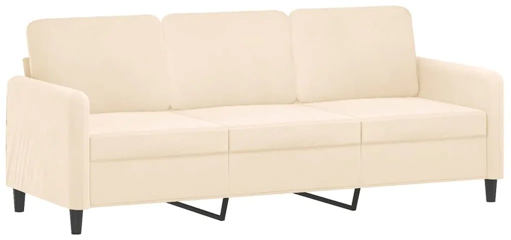349061 vidaXL Canapea cu 3 locuri, crem, 180 cm, catifea