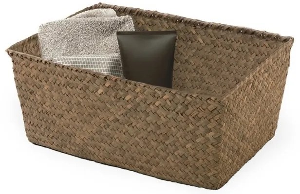 Coș tricotat compactor 30 x 20 x 13 cm, maro deschis