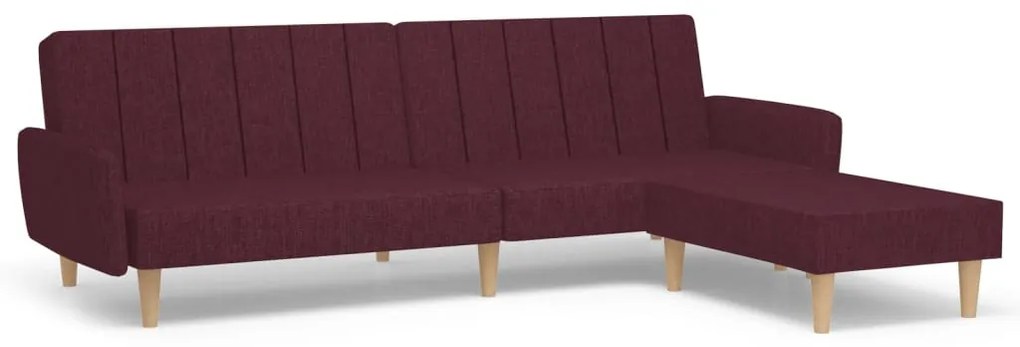 3080718 vidaXL Canapea extensibilă 2 locuri, cu taburet, violet, textil