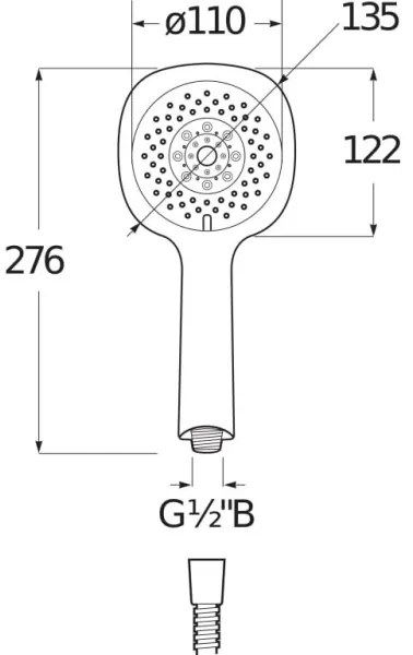 Pară de duș JIKA H3611X30044711 CUBITO crom lucios