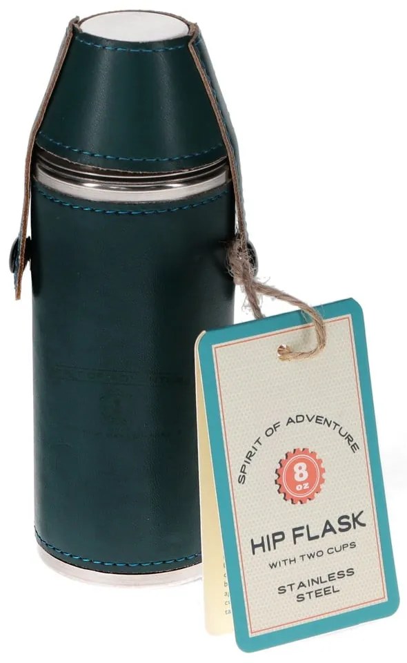 Set sticlă și pahare de tărie albastru închis 3 buc. din oțel inoxidabil 220 ml Spirit of Adventure – Rex London