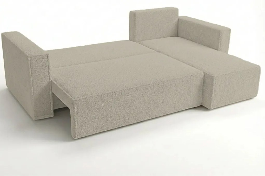 Canapea extensibila de colt SMART BOUCLE, gri-bej, reversibila, 232x143 cm