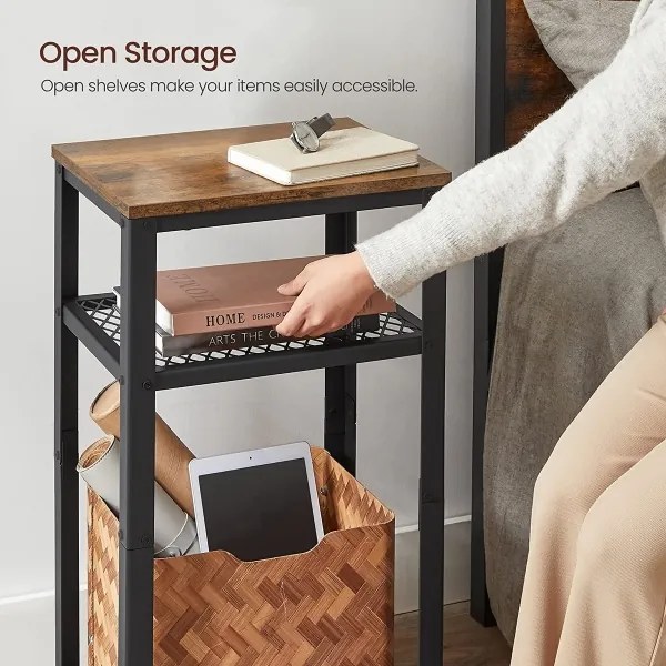 Masă laterală ELDUR, maro/negru