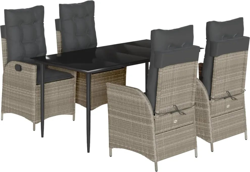 vidaXL Set mobilier de grădină cu perne, 5 piese gri deschis poliratan