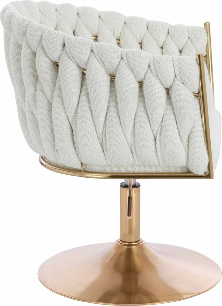 HR750N Scaun Crem Boucle cu Bază Aurie