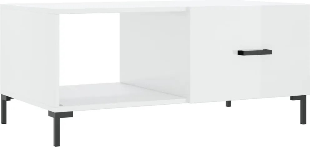 vidaXL Măsuță de cafea, alb extralucios, 90x50x40 cm, lemn compozit