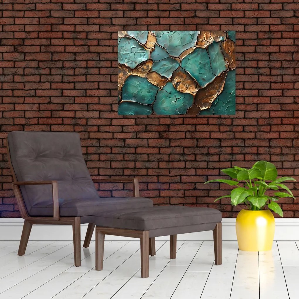 Tablou - Pictură verde-auriu (70x50 cm)