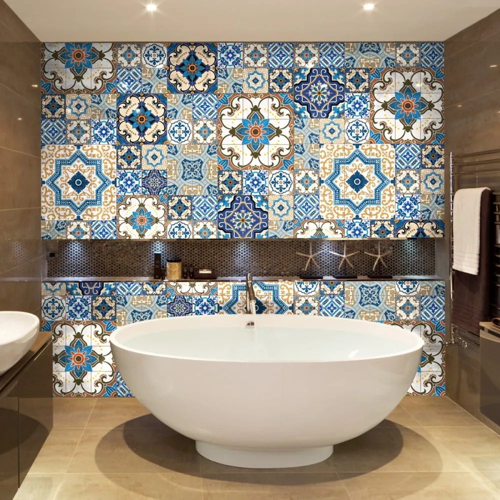 Set 60 autocolante de perete Ambiance Toundra, 15 x 15 cm