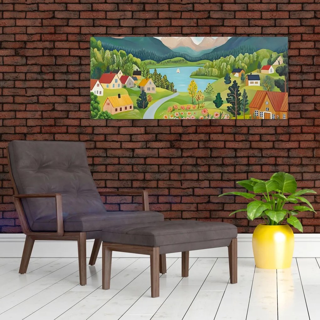 Tablou - Sat în Munți (120x50 cm)