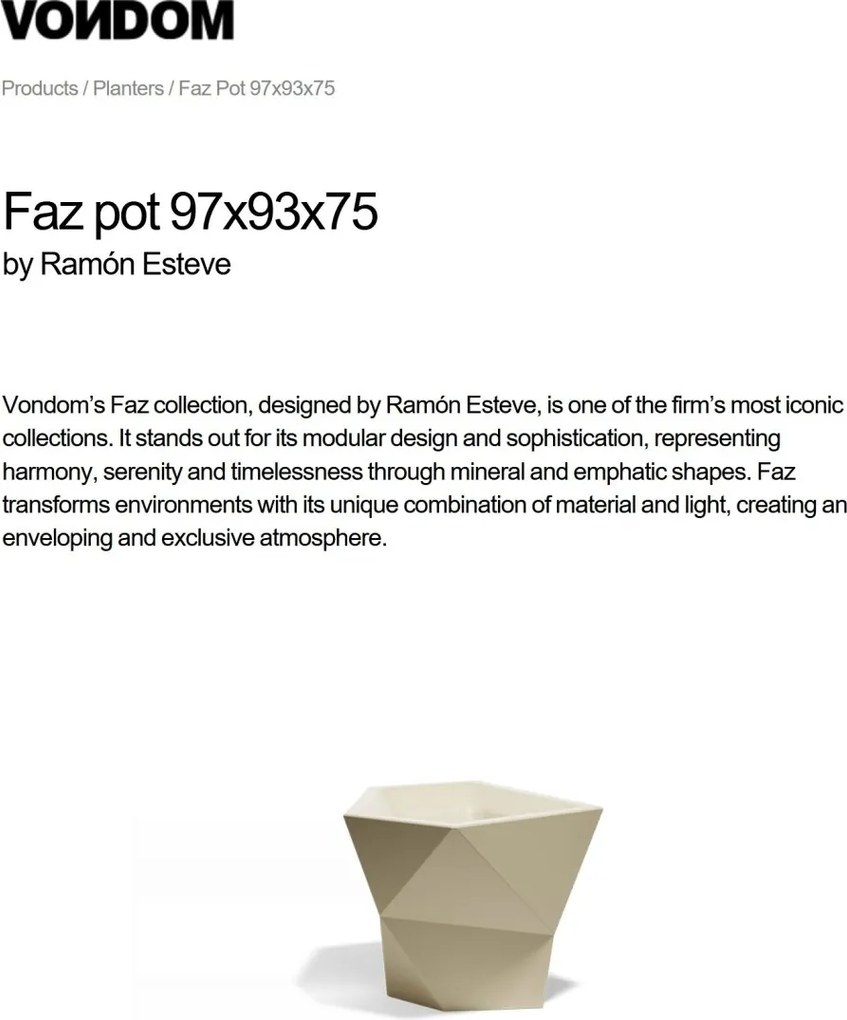 Ghiveci plante design decorativ modern exterior/interior FAZ POT 97x93x75cm