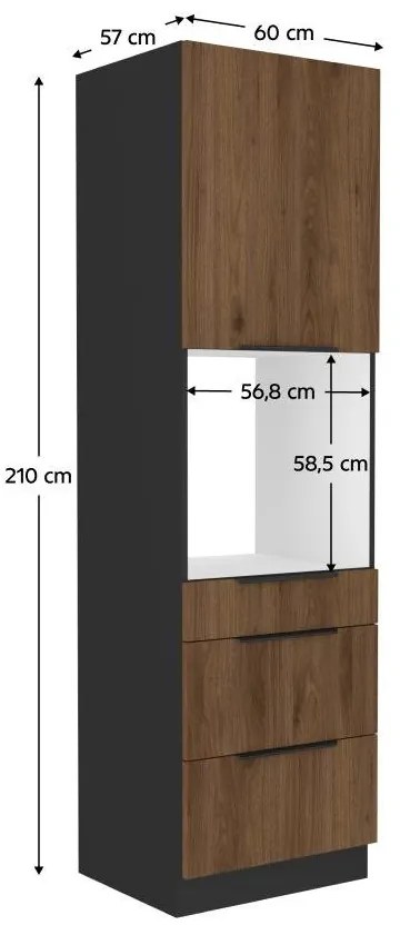 Dulap înalt pentru cuptor încorporat Monzesa 60 DPS 210 3S1F (nuc okapi + negru . 1096972