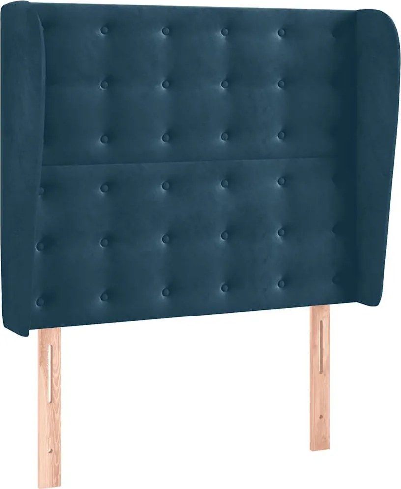 vidaXL Tăblie pat cu aripioare albastru închis 93x23x118/128cm catifea