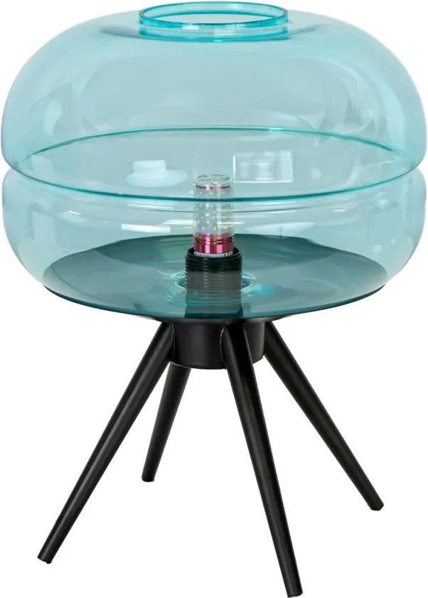 Lampa de masa LUX sticla albastra si otel negru