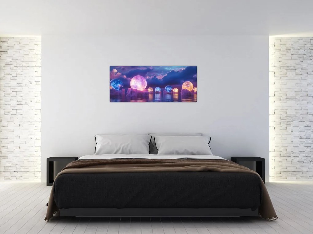 Tablou - Planete pe apă (120x50 cm)
