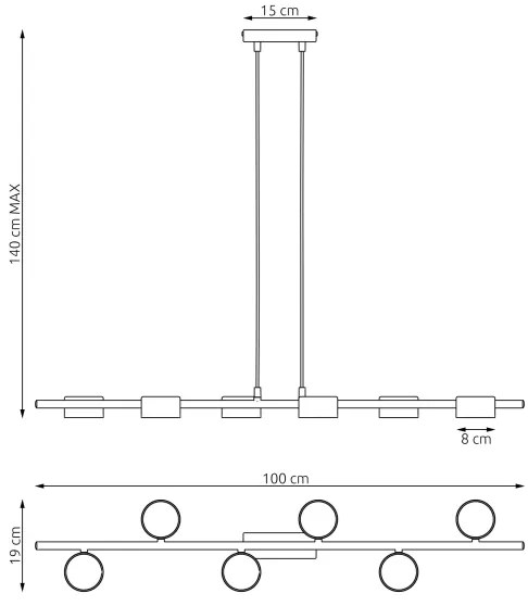 Lustră pe cablu SORA 6xGX53/12W/230V negru