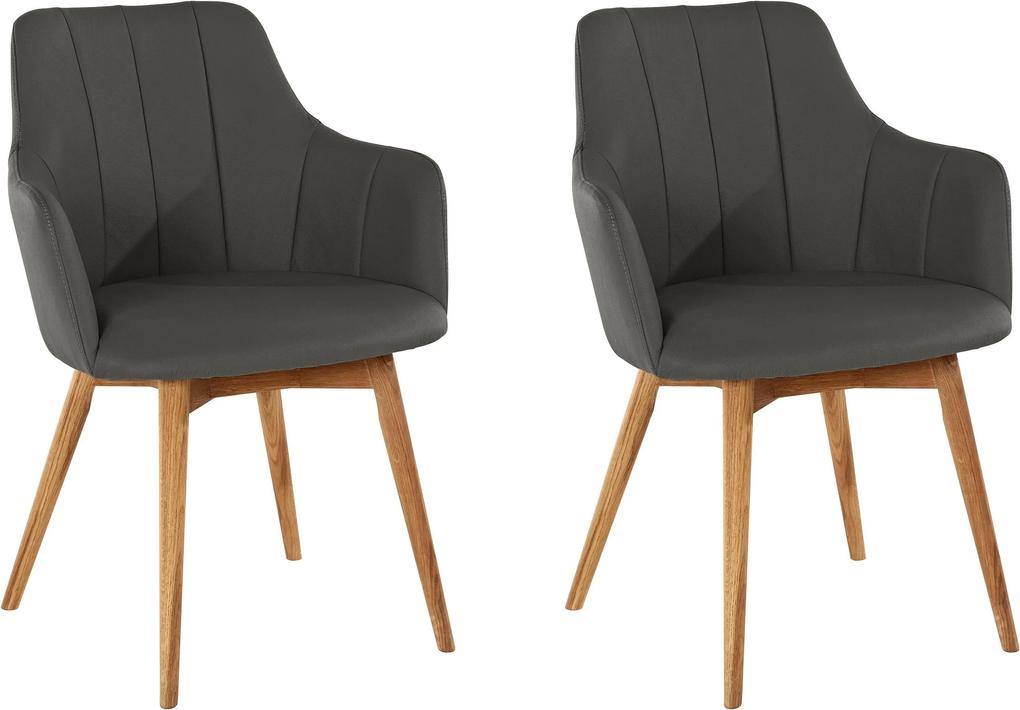 Set 2 scaune Atlanta antracit piele naturala 61/60/85 cm