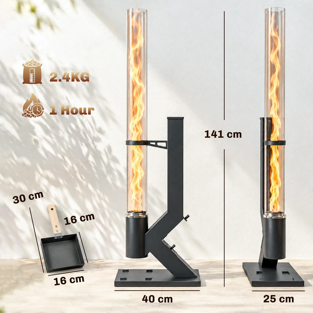 Outsunny Sobă pe peleți pentru exterior 13 kW cu tub, negru | Aosom Romania