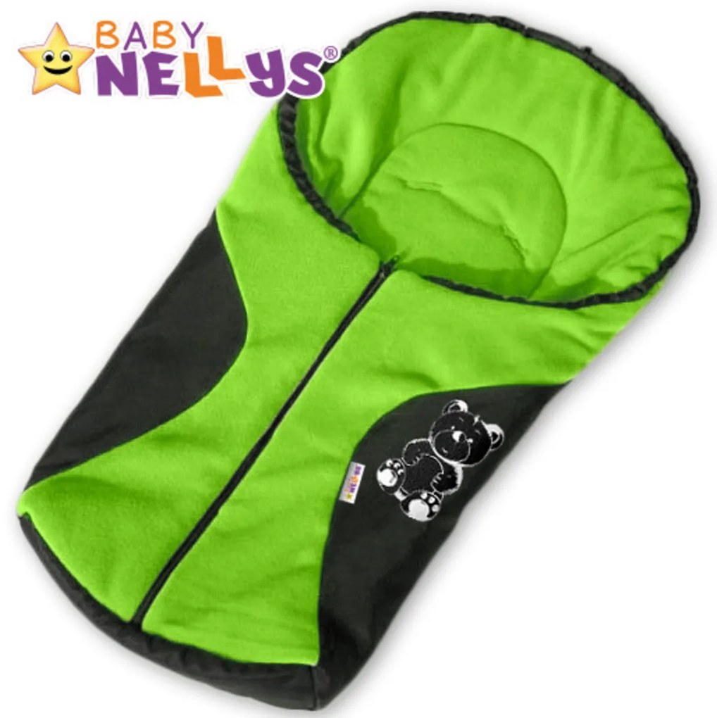 Sac de dormit Baby Nellys ® POLAR - nu doar pentru scaunul auto - verde ursuleți