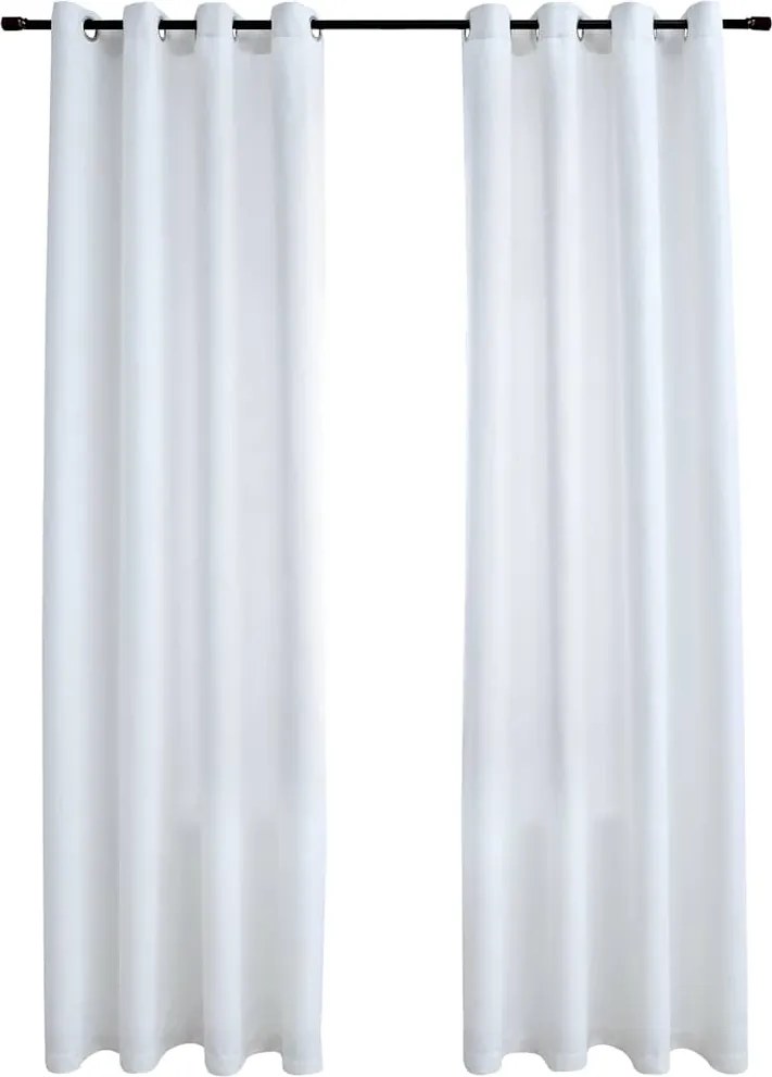 vidaXL Draperii opace cu inele metalice 2 buc. alb-ivoriu 140x225 cm