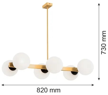 Lustră pe tijă FREEMONT 6xE27/15W/230V aurie/albă/neagră Argon 2549